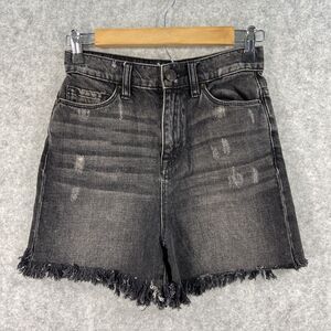 BDG High Rise Distressed Denim Jean Shorts Frayed Hem‎ Black Womens Size 25